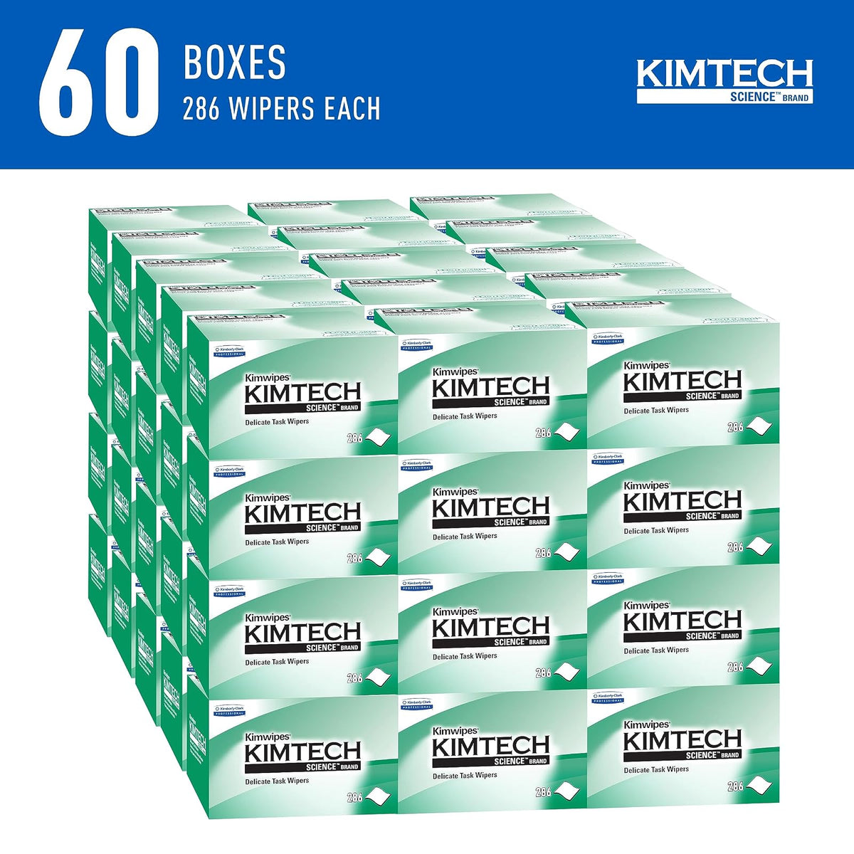 Kimwipes Delicate Task Kimtech Science Wipers (34155), White, 1-PLY, 60 Pop-Up Boxes/Case, 280 Sheets/Box, 16,800 Sheets/Case