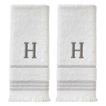SKL Home - Toalla de Mano Casual Monograma (Paquete de 2), H, 16 x 26, Color Blanco - 16x26 - Juego de toallas de mano, H