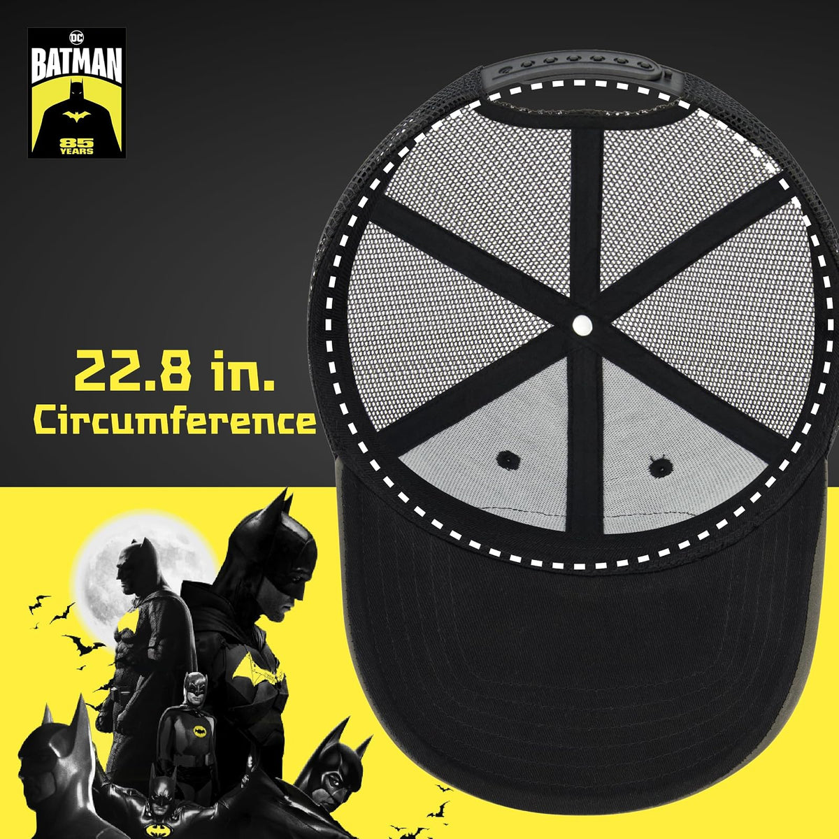 DC Comics Batman Trucker - Gorra de béisbol para Adultos con Borde Curvado, Color Negro, Talla única, Negro -, Talla única