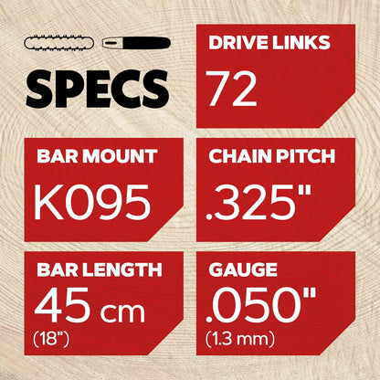 Oregon Cutting Systems 584408 SpeedCut 95TXL Bar/Chain Combination, 18-In. - Quantity 1