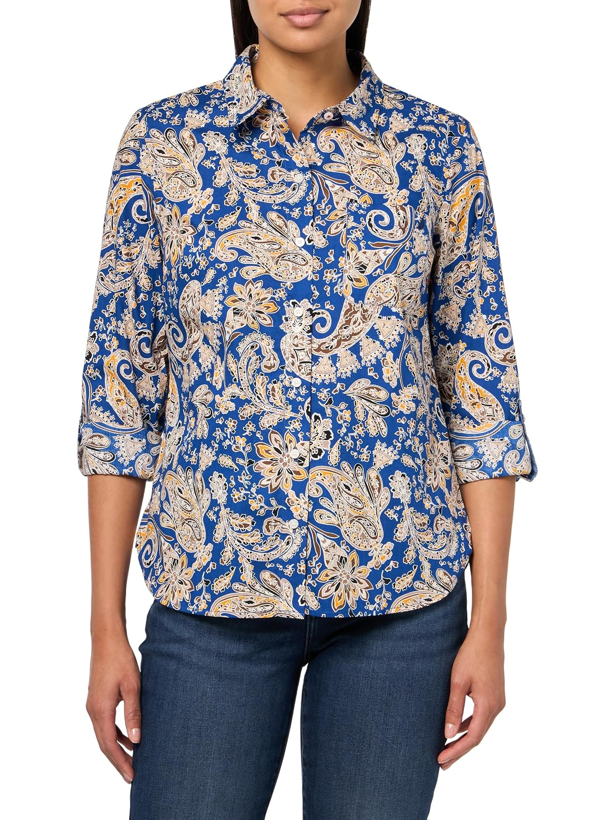 Nautica - Camisa de Manga Larga con Botones para Mujer