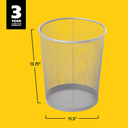 Rubbermaid Commercial Products Concept Collection - Papelera de malla metálica de 5 galones para debajo del computadora, papelera plateada para escuela, oficina, hogar, baño