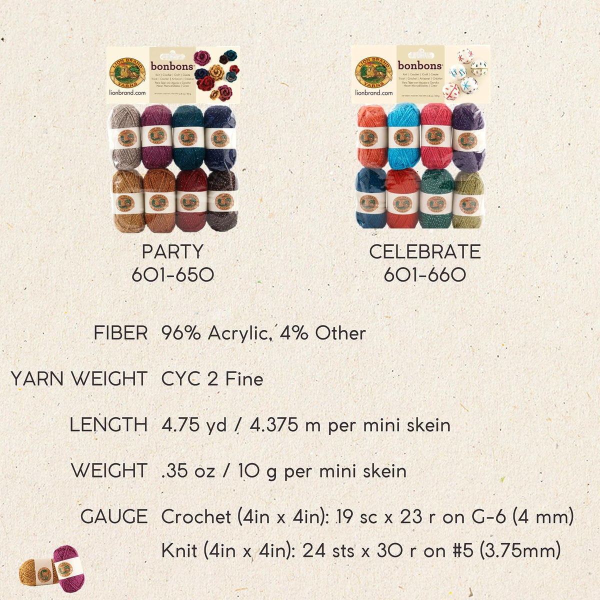 Lion Brand Yarn Company 1 Pieza Bonbons, Party, Multicolor
