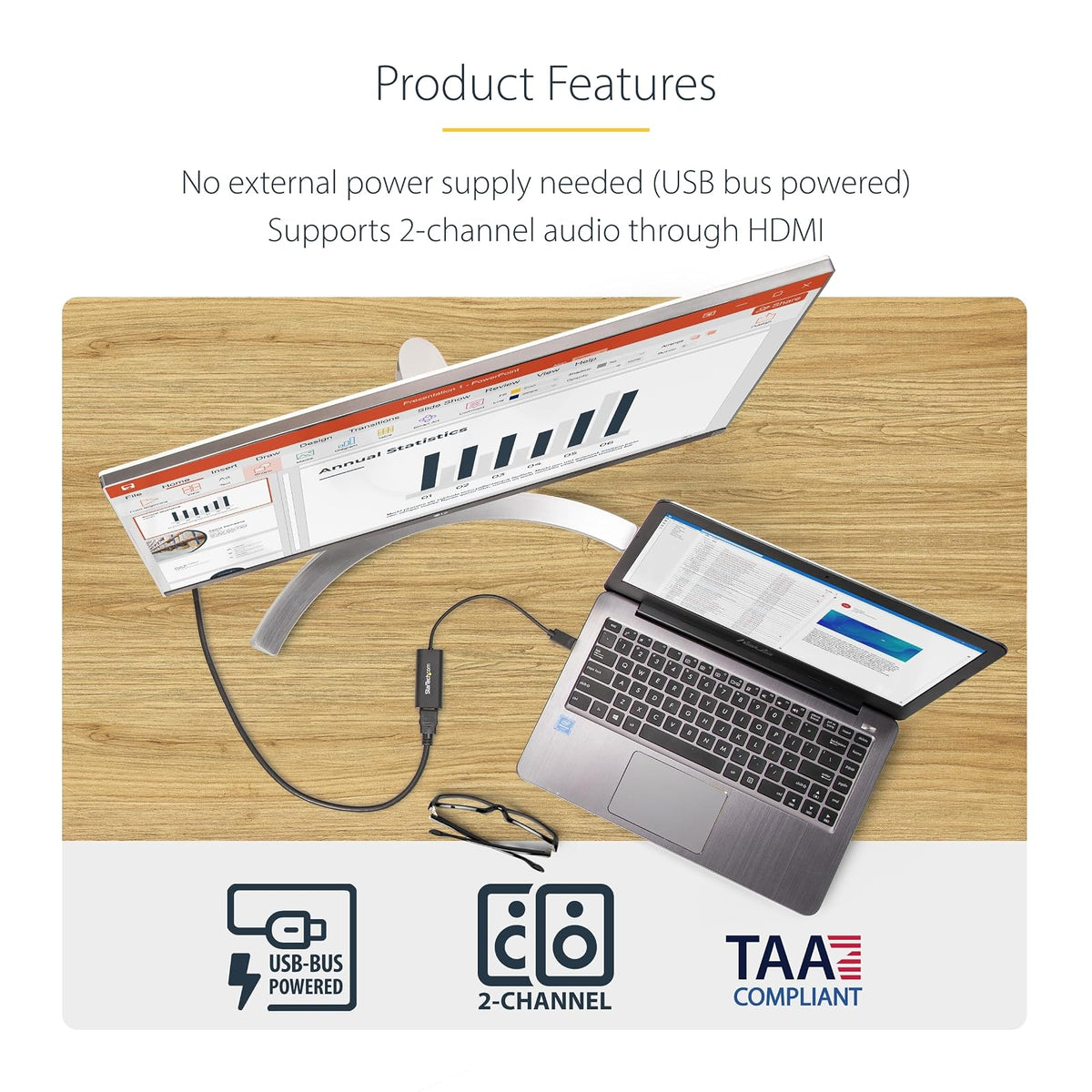 StarTech USB32HDES - Adaptador de Video USB 3.0 a HDMI, Cable Convertidor Compacto, Compatible con Windows XP (32/64), Vista (32/64), 7(32/64), 8 / 8.1 (32/64), 10 (32/64)
