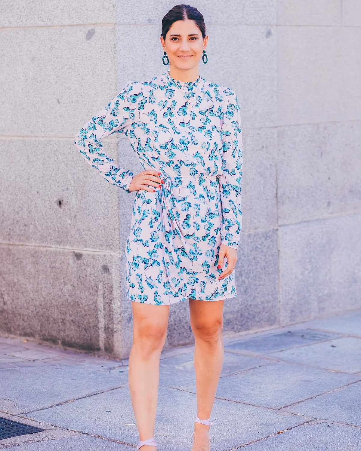 The Drop Minivestido Para Mujer con Dobladillo Tulipán, Estampado Floral, por @balamoda