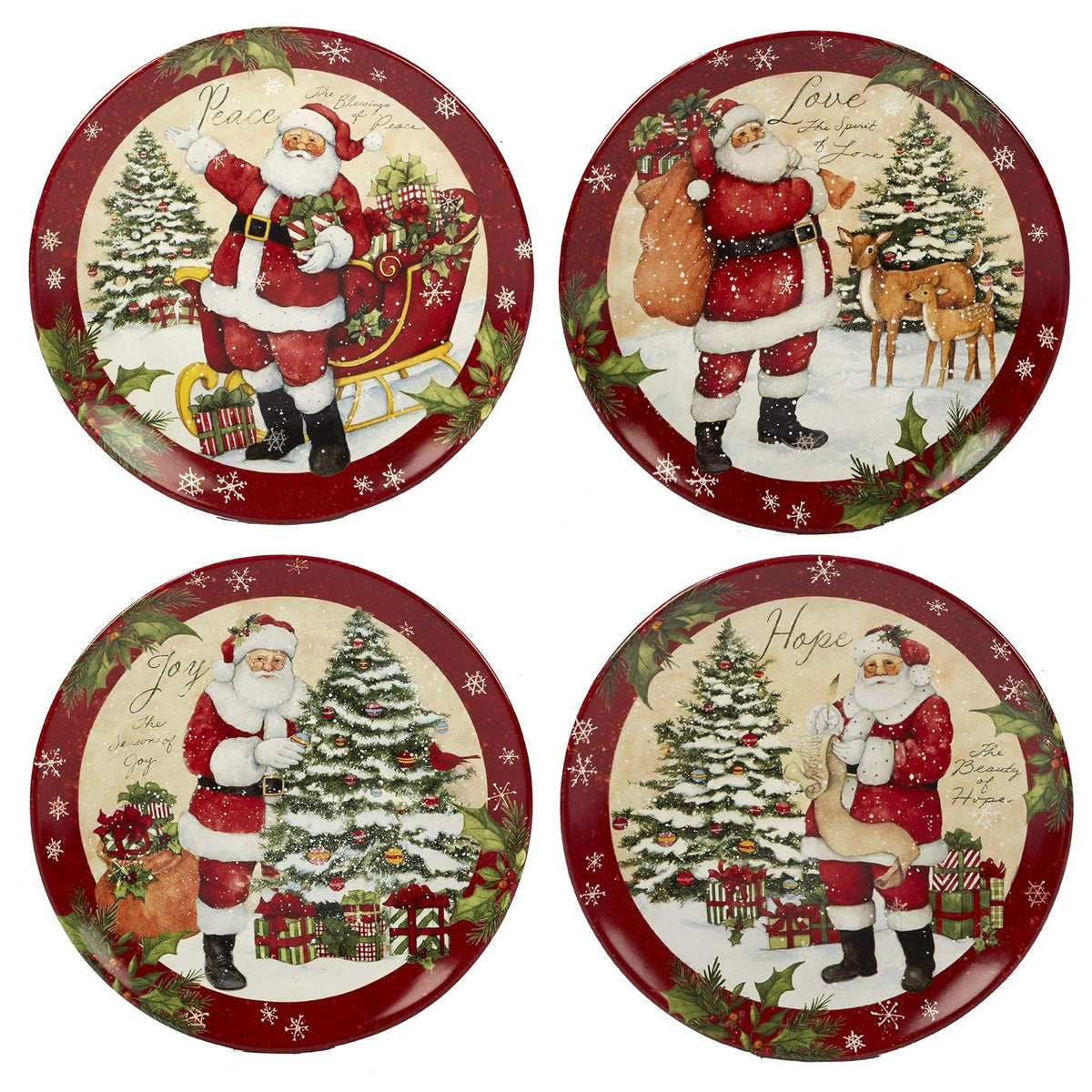 Certified International 89127 - Vajilla (16 piezas, 4 piezas, talla única), diseño de deseos navideños