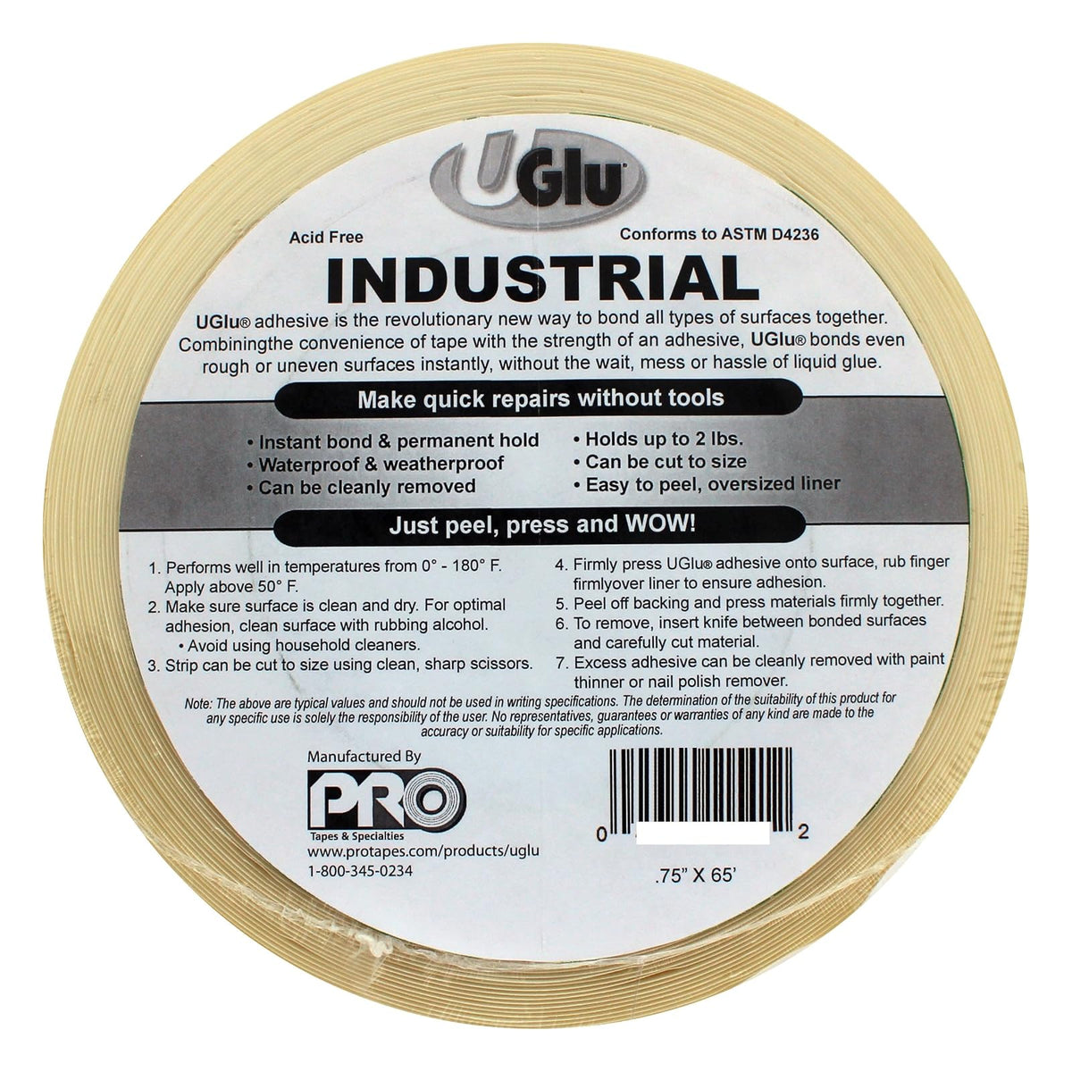 ProTapes 306UGLU3465 UGlu 20 Mil Roll 3" Core 3/4" Wide x 65'