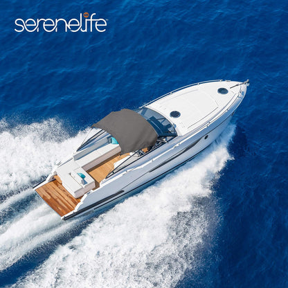 SereneLife - Toldo Bimini de Lona con 3 Lazos, Tubo de Marco de Aluminio de Doble Pared de 1 Pulgada, 2 Correas y 2 Postes de Soporte Traseros, Bota de Almacenamiento