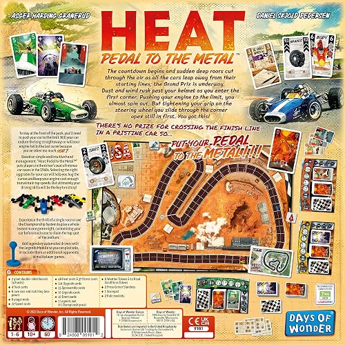Heat Pedal to The Metal Board Game | Strategy | Grand Prix Racing Game | Fun Family Game for Kids and Adults | Ages 10+ | 1-6 Players | Average Playtime 60 Minutes | Made by Days of Wonder