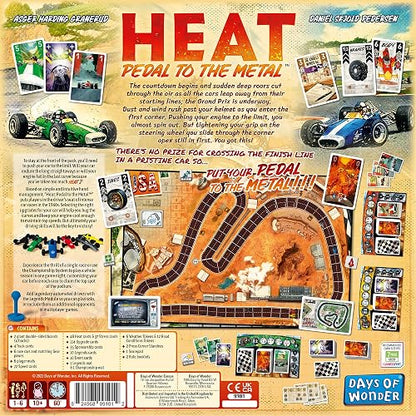 Heat Pedal to The Metal Board Game | Strategy | Grand Prix Racing Game | Fun Family Game for Kids and Adults | Ages 10+ | 1-6 Players | Average Playtime 60 Minutes | Made by Days of Wonder