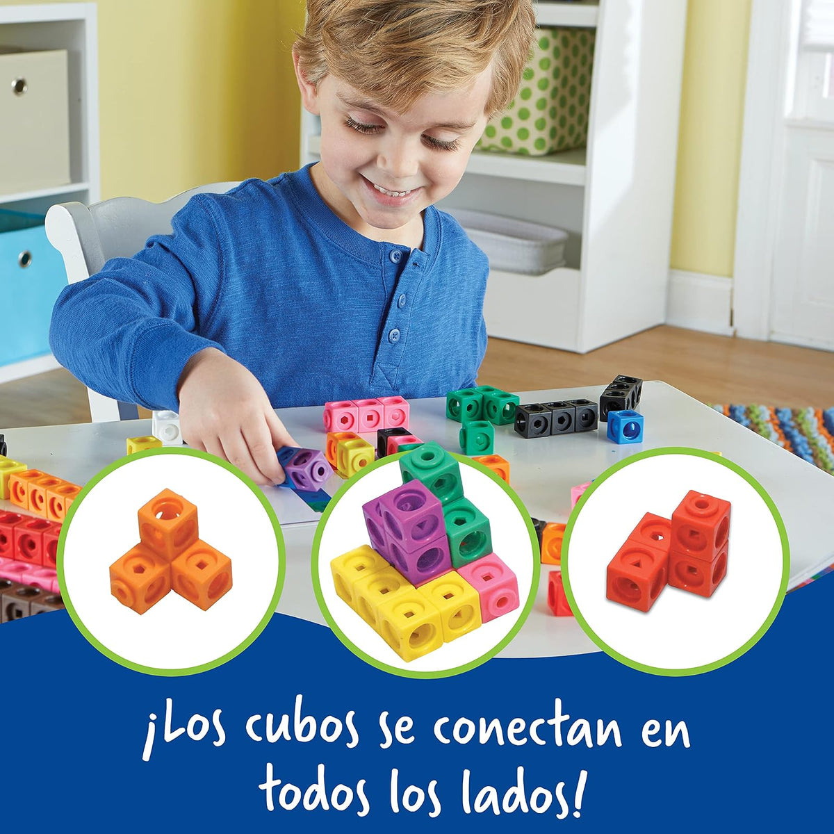 Learning Resources MathLink Cubes, Set de 100 | Cubos Interconectables para Niños, Cubos para Contar, Material Didáctico de Matemáticas, Material para Maestros