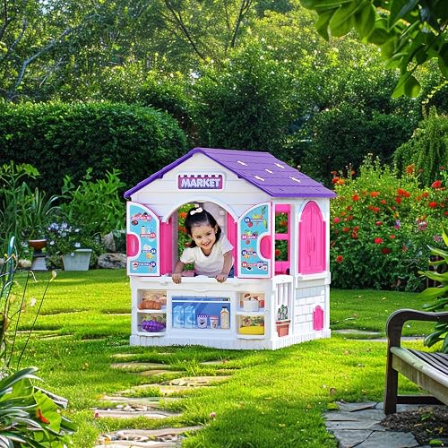 PRINSEL | Casita Infantil de Juegos | Casita y Supermercado para Niñas | Play House 2 en 1 | Rosa | De 2 a 6 Años, Espaciosa, Timbre con Luz y Sonido, Accesorios | Artículos para Niños