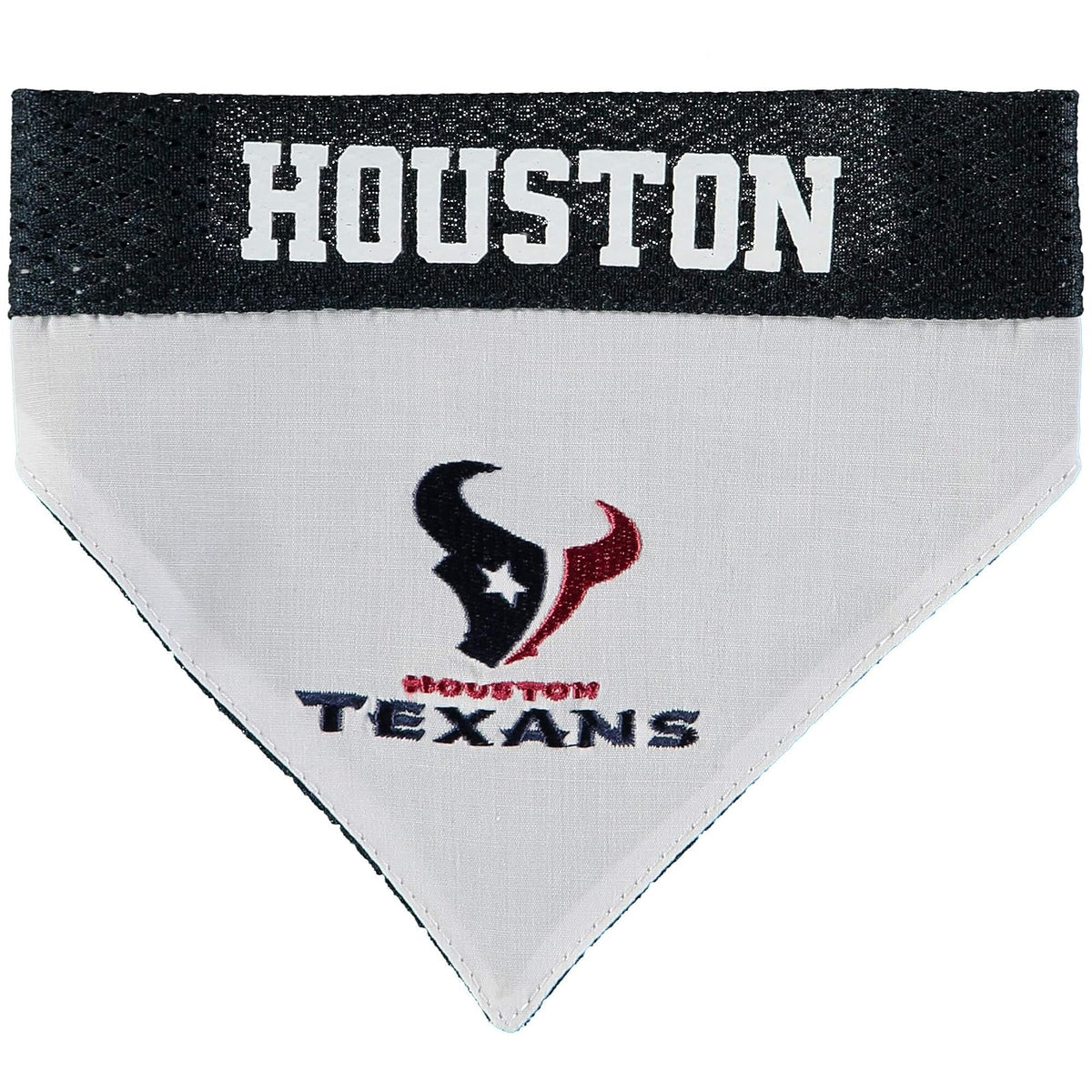 Bandana reversible para perros de la NFL, HOUSTON TEXANS para mascotas. Bandana deportiva de 2 caras con un logotipo del equipo bordado de alta calidad, pequeña/mediana. - 2 tamaños y 32 equipos de la NFL disponibles