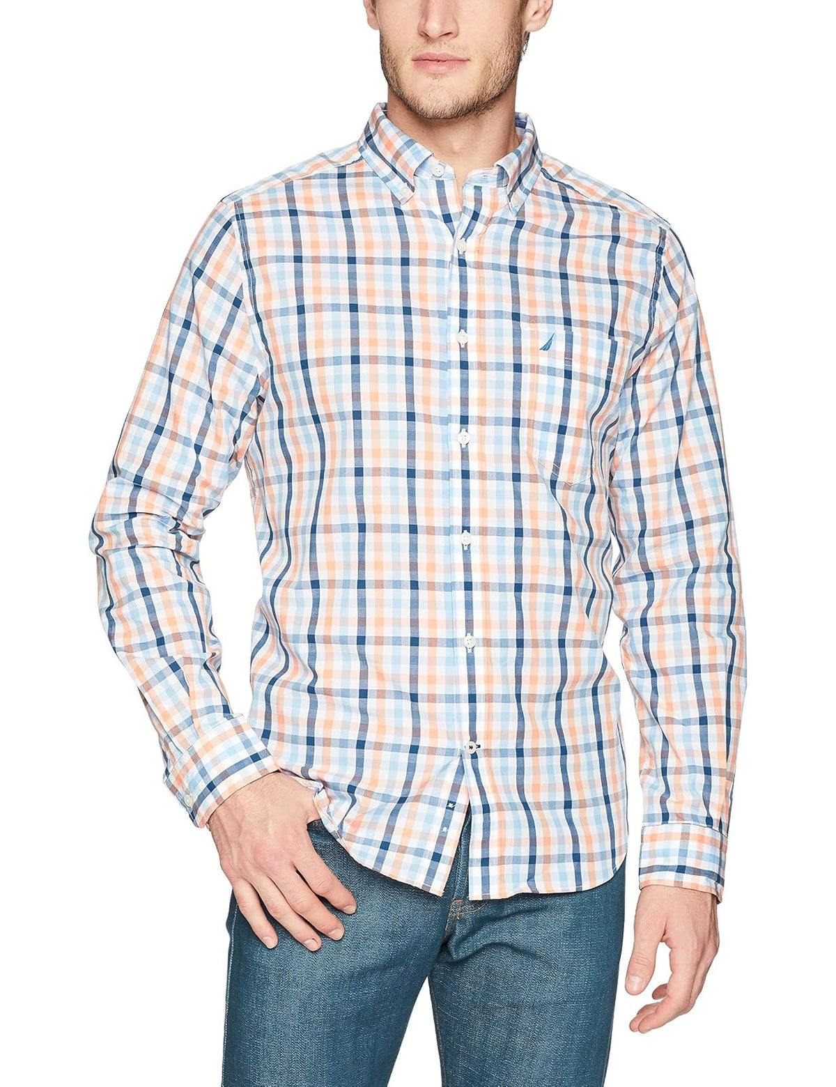 Nautica Camisa de Manga Larga Resistente a las Arrugas para Hombre - guava punch - M