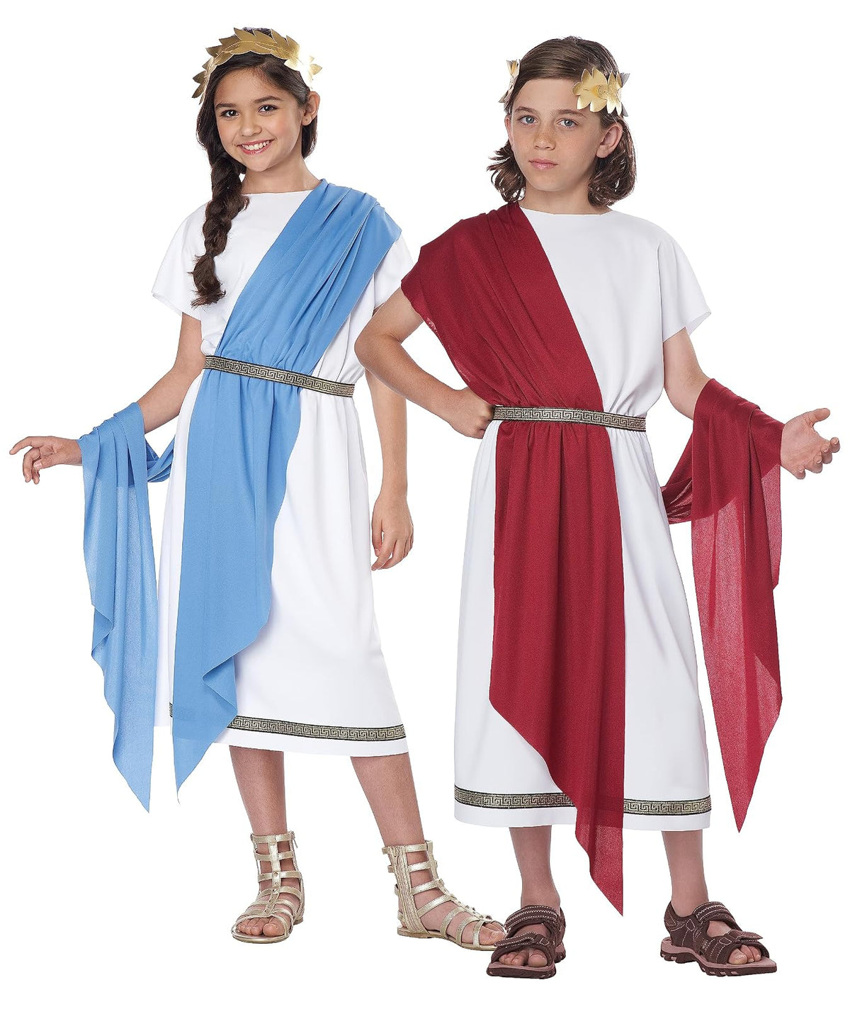 Disfraz de Toga Griega para niños, Talla S - Chica - Blanco