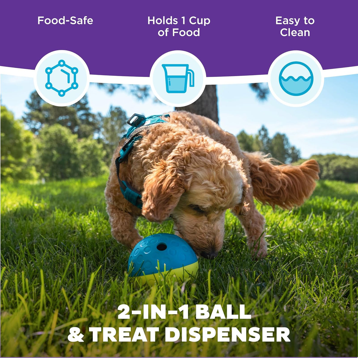 Nina Ottosson by Outward Hound Treat Tumble Interactive Treat Ball Dog Puzzle Dog Enrichment Dog Toy, Level 1 Beginner, Blue, Small