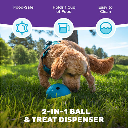 Nina Ottosson by Outward Hound Treat Tumble Interactive Treat Ball Dog Puzzle Dog Enrichment Dog Toy, Level 1 Beginner, Blue, Small
