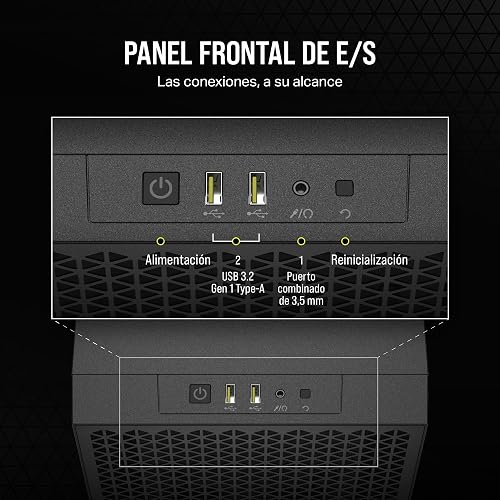 Corsair 3000D Airflow Chasis para PC semitorre – Ventiladores de 3 Clavijas – Compatibilidad con GPU de Cuatro Ranuras – Admite hasta 8 Ventiladores de 120 mm – Diseño de Gran Caudal de Aire - Negro
