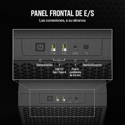 Corsair 3000D Airflow Chasis para PC semitorre – Ventiladores de 3 Clavijas – Compatibilidad con GPU de Cuatro Ranuras – Admite hasta 8 Ventiladores de 120 mm – Diseño de Gran Caudal de Aire - Negro