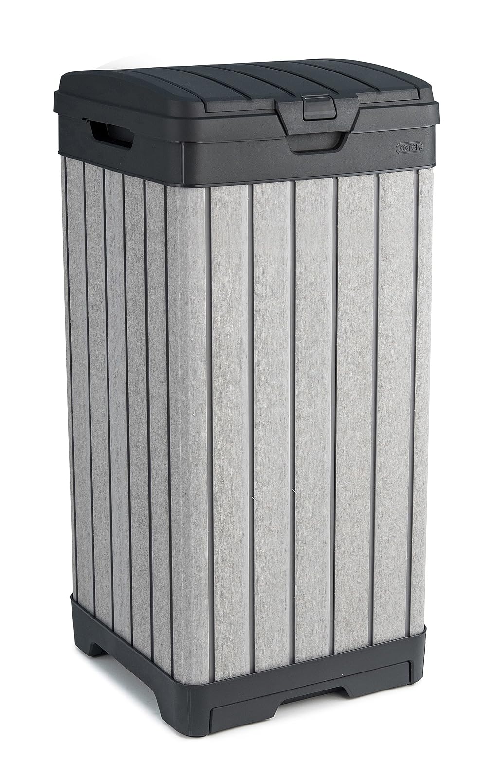 KETER Rockford - Papelera de resina de 38 galones con tapa y bandeja de goteo para una fácil limpieza, perfecto para patios, cocinas y entretenimiento al aire última intervensión - Rockford - Gris
