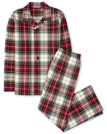 The Children's Place Pijama de Franela a Cuadros de 2 Piezas con Botones Juego de Pijama para Unisex niño