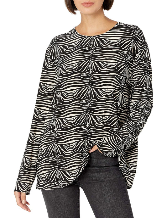 Norma Kamali - Playera para Mujer, Pequeño Cebra, Medium/38