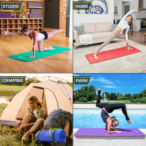 ProsourceFit - Esterilla de Yoga Extra Gruesa con Espuma Cómoda y Correa de Transporte - 1,3 cm de Espesor x 180 cm de Largo
