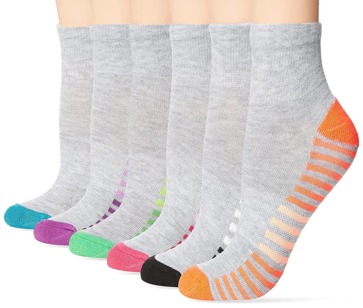 Hanes Calcetines Tobilleros para Mujer, Paquete de 6, Multicolor, Talla 8-12