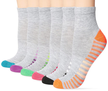 Hanes Calcetines Tobilleros para Mujer, Paquete de 6, Multicolor, Talla 8-12