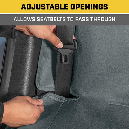 Caterpillar Flexfit - Funda de Asiento Trasero para Automóviles, Camiones, SUV, Protector de Banco Trasero Dividido con Cierre con Material de Lona Duradero, Cubierta Interior en Gris