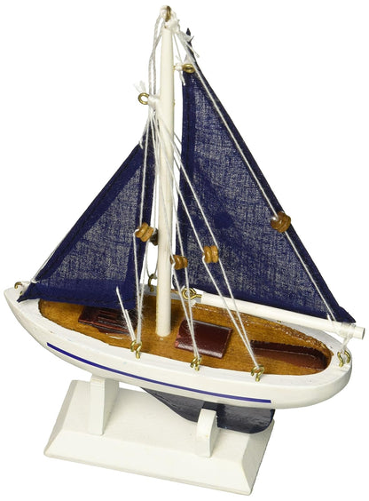 Hampton Nautical Adorno de árbol de Navidad azul con velas azules de 9 pulgadas, modelo barco, decoración náutica para árbol de Navidad