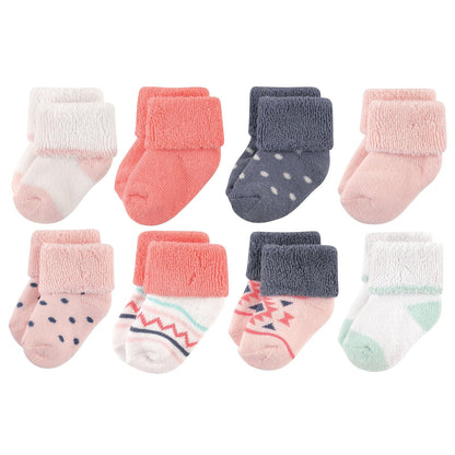 Luvable Friends Paquete de 8 Calcetines de Rizo para Bebé, Unisex - 0-6 Meses - Chica azteca