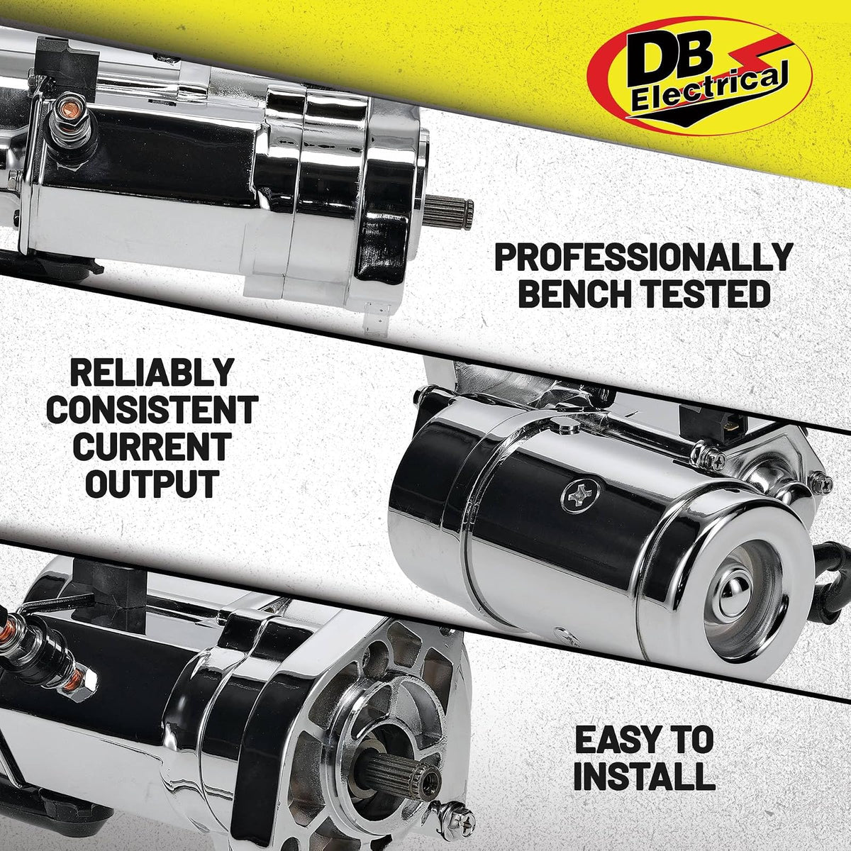DB Electrical 410-22073 Arrancador Cromado 2.4 KW para Harley Davidson Dyna Fatboy Softail Heritage