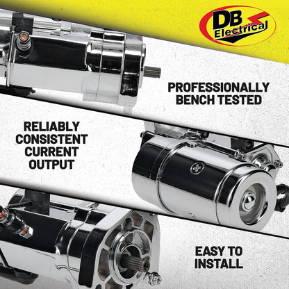 DB Electrical 410-22073 Arrancador Cromado 2.4 KW para Harley Davidson Dyna Fatboy Softail Heritage