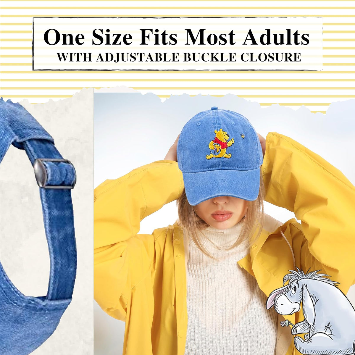 Concept One Disney Winnie The Pooh Dad - Gorra de béisbol Ajustable de algodón con ala Curvada Sombrero de papá Unisex Adulto