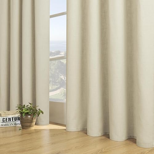 Joydeco - Juego de Cortinas de Lino de 96 Pulgadas de Largo, 2 Paneles para Sala de Estar, Cortinas filtrantes de luz de 96 Pulgadas de Largo, Cortinas de Sala de Estar de 96 Pulgadas de Largo (52 x