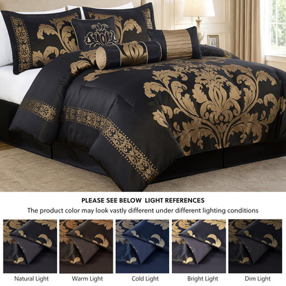 Chezmoi Collection Set de edredón de 7 Piezas Estilo Floral Bed-in-a-Bag