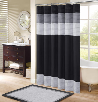 Comfort Spaces Cortina de Ducha Windsor, Negro - 182.9An x 182.9Al cm (1 Paneles) - Black Grey