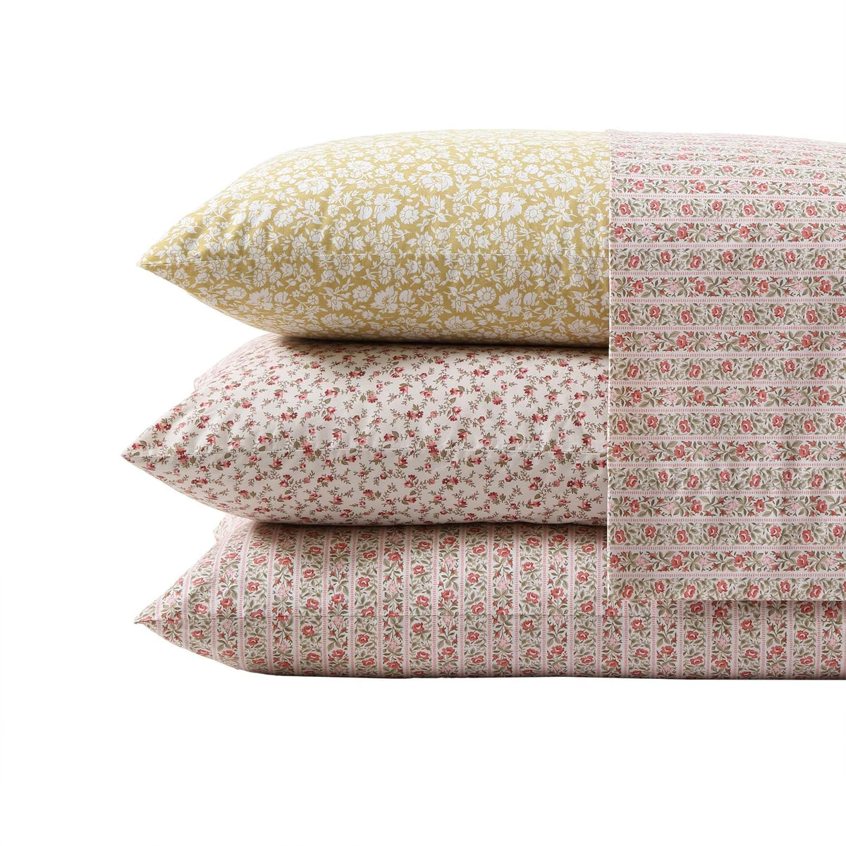 Laura Ashley Juego De Sabanas De Percal 200 Hilos | Tamaño Queen, Rosa A Rayas Marta, Certificado Oeko-Tex, Incluye Sabana Encimera Y Bajera, Con Fundas De Almohada