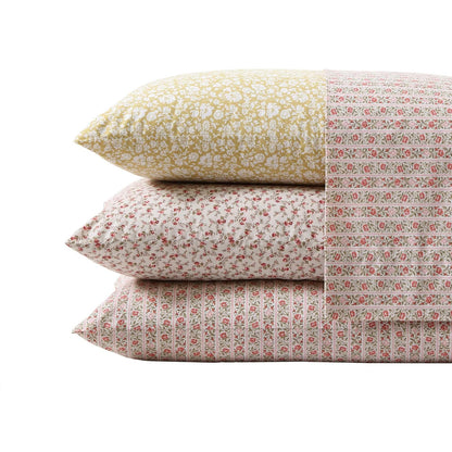 Laura Ashley Juego De Sabanas De Percal 200 Hilos | Tamaño Queen, Rosa A Rayas Marta, Certificado Oeko-Tex, Incluye Sabana Encimera Y Bajera, Con Fundas De Almohada