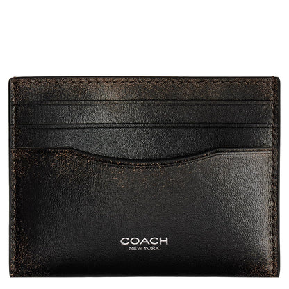 Coach - Estuche plano para tarjetas para hombre, negro, marrón tostado (Black/Light Tan), One Size