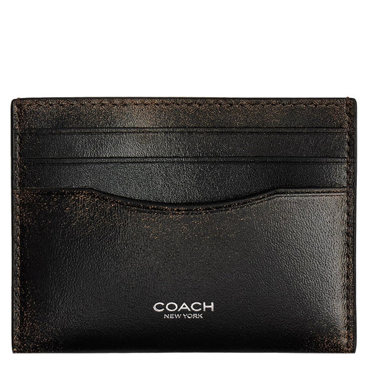 Coach - Estuche plano para tarjetas para hombre, negro, marrón tostado (Black/Light Tan), One Size