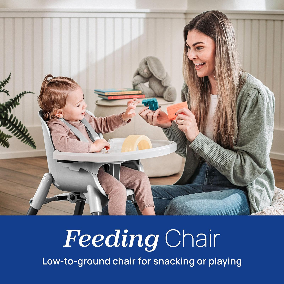 Chicco Zest™ - Silla alta plegable 4 en 1, silla de alimentación, silla para niños pequeños y taburete juvenil, multiusos, fácil de limpiar, color gris