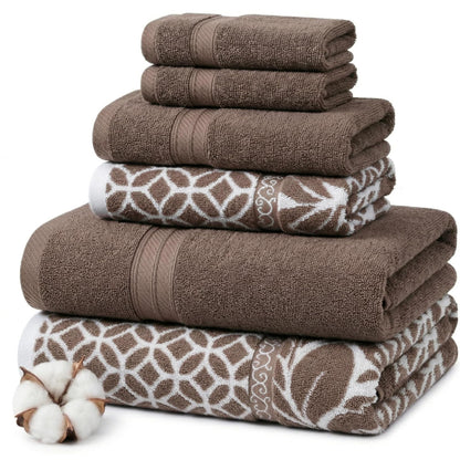 Amrapur Overseas - Juego de 6 Toallas de Jacquard teñidas con Hilo Reversible (Mocha)