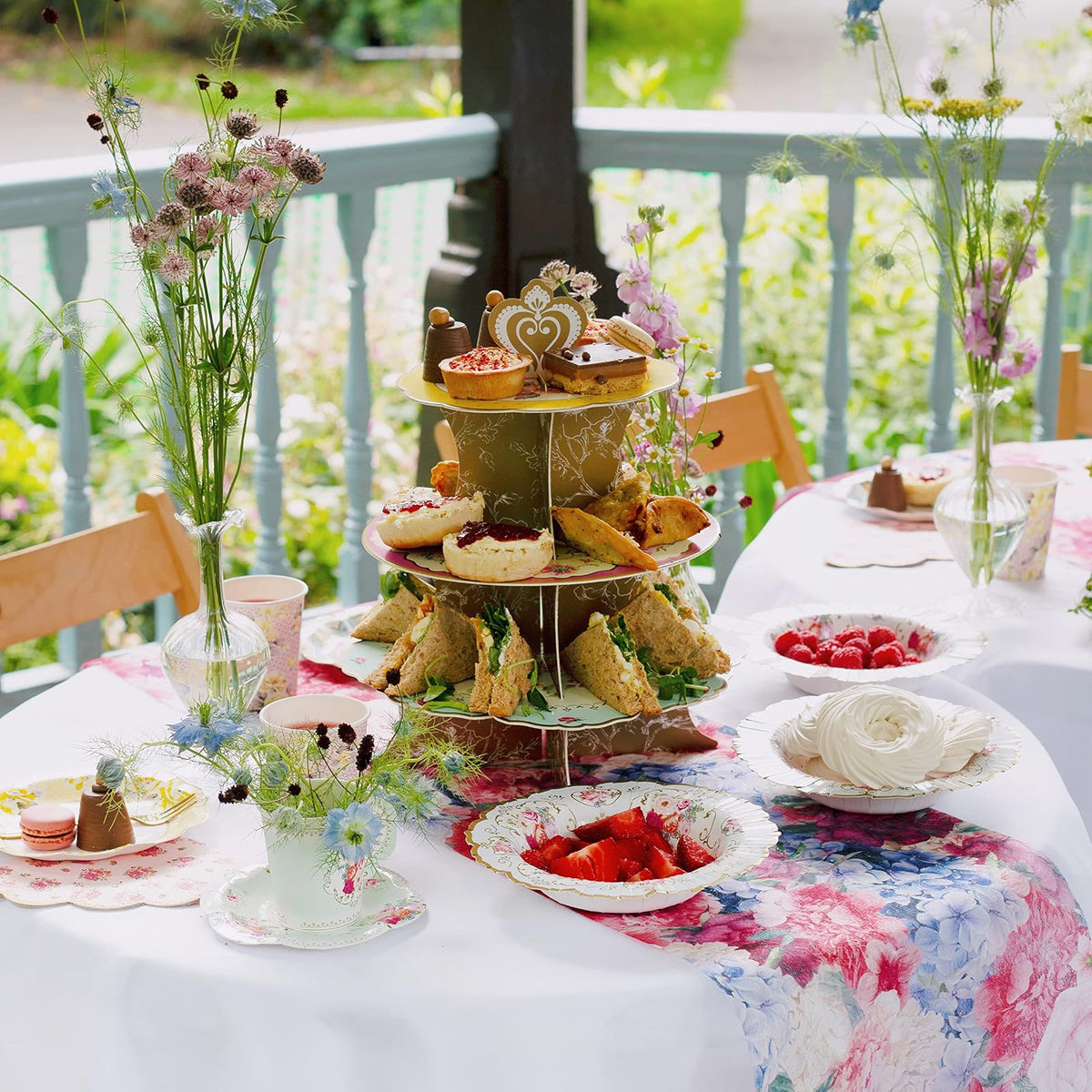 Talking Tables Truly Scrumptious - Juego de 12 tazas de papel floral vintage para fiestas de té o té para niños o adultos, cumpleaños, despedida de soltera o boda, color verde menta