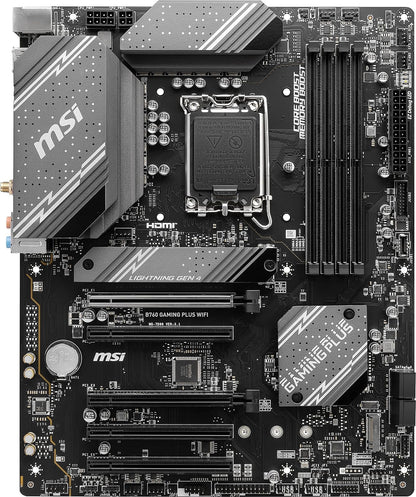 MSI B760 Gaming Plus - Placa Base WiFi para Juegos (soporta procesadores Intel de 12ª/13ª generación, LGA 1700, DDR5, PCIe 4.0, M.2, LAN de 2.5 Gbps, USB 3.2 Gen2, Wi-Fi 6E, ATX)