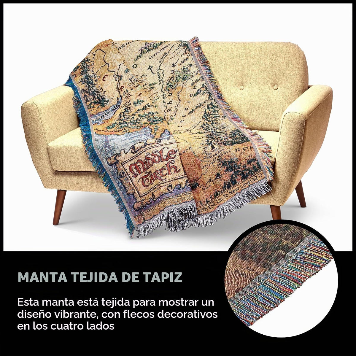 Northwest Lord of The Rings - Manta Tejida de Tapiz The Hobbit, 48 x 60 Pulgadas, Tierra Media