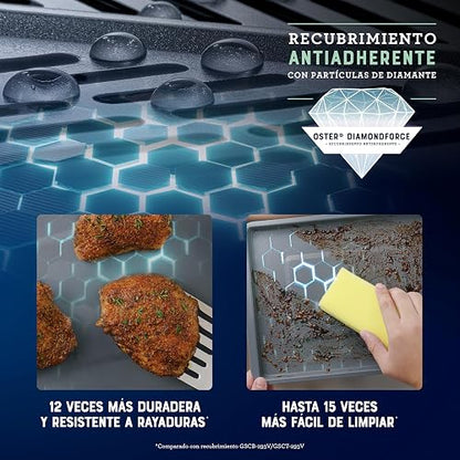 Oster Freidora de Aire Dual Flex, 2 Zonas de 5.5 L que se Adaptan a 11 L | Gran Capacidad, 10 Programas, Iguala y Sincroniza, Antiadherente Oster DiamondForce, 5 Accesorios Incluidos, CKSTAF11MCDDF