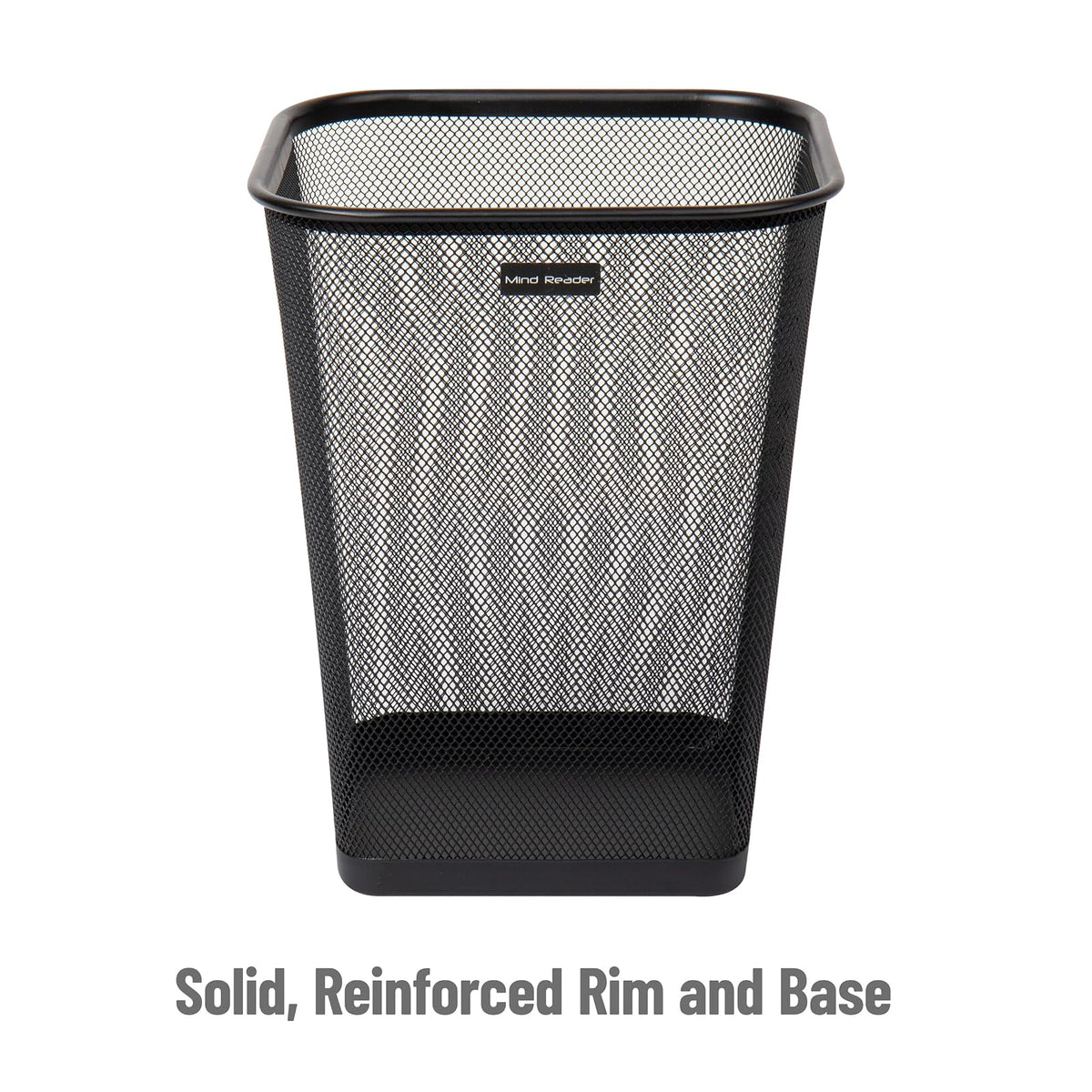 Mind Reader Mesh Trash Can, Waste Paper Basket, Square, Office, Metal Mesh, 9.75" L x 9.75" W x 12.25" H, Set of 2, Black