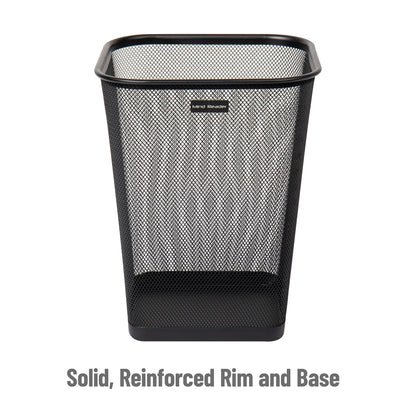 Mind Reader Mesh Trash Can, Waste Paper Basket, Square, Office, Metal Mesh, 9.75" L x 9.75" W x 12.25" H, Set of 2, Black